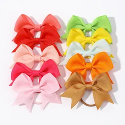 10Pcs/lot Grosgrain Ribbon Pigtail Bows Elastic Hair Ties Hair Bands Holders New Year Hair Accessories for Baby Girls Gift