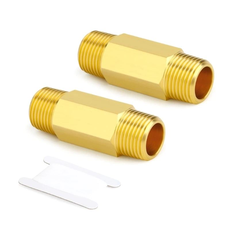 02DC Threaded Brass Adapter 1/2 Inch Male Thread Pipe Fitting for Plumbing Repair, Air Line Service, Equipment Line Maintenance,