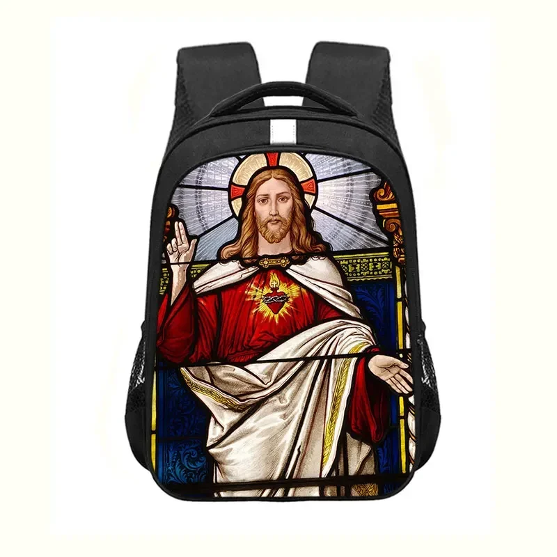 

Angel Watching Over Kids Backpack Women Travel Bags Virgin Mary Baby Jesus Rucksack Children School Bags for Boys Girls Bookbag