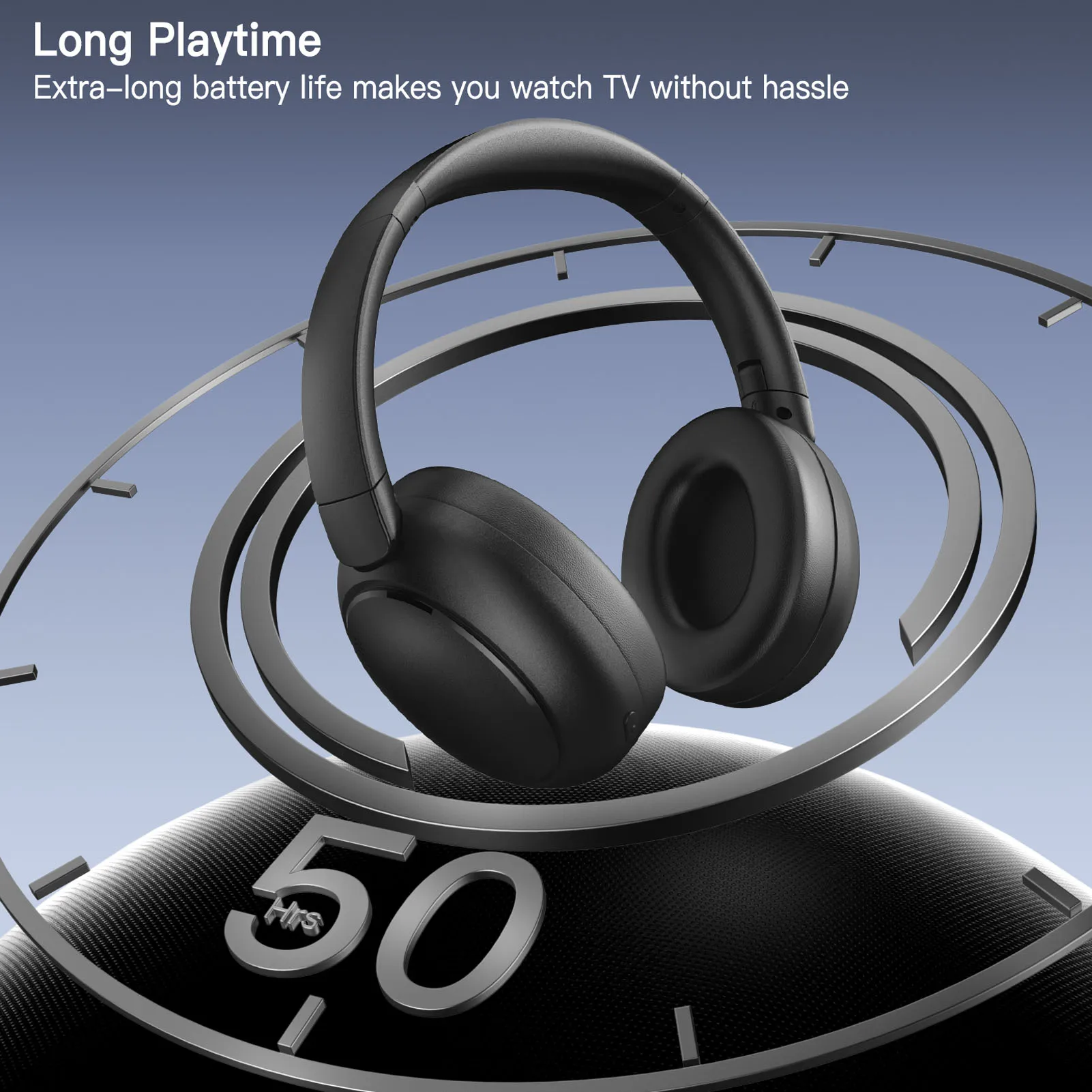 

TV Headphone Stable Connection Wireless TV Headphone AUX 3.5mm 2.4G Bluetooth 5.3 50 Hours Playback with Charging Base for Home