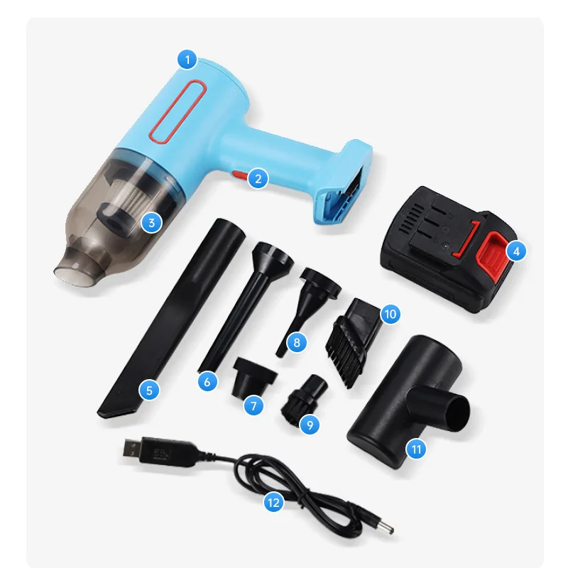 새로운 무선 진공청소기, 블로우 흡입 겸용 차량용 진공청소기, 9000PA 휴대용 진공청소기