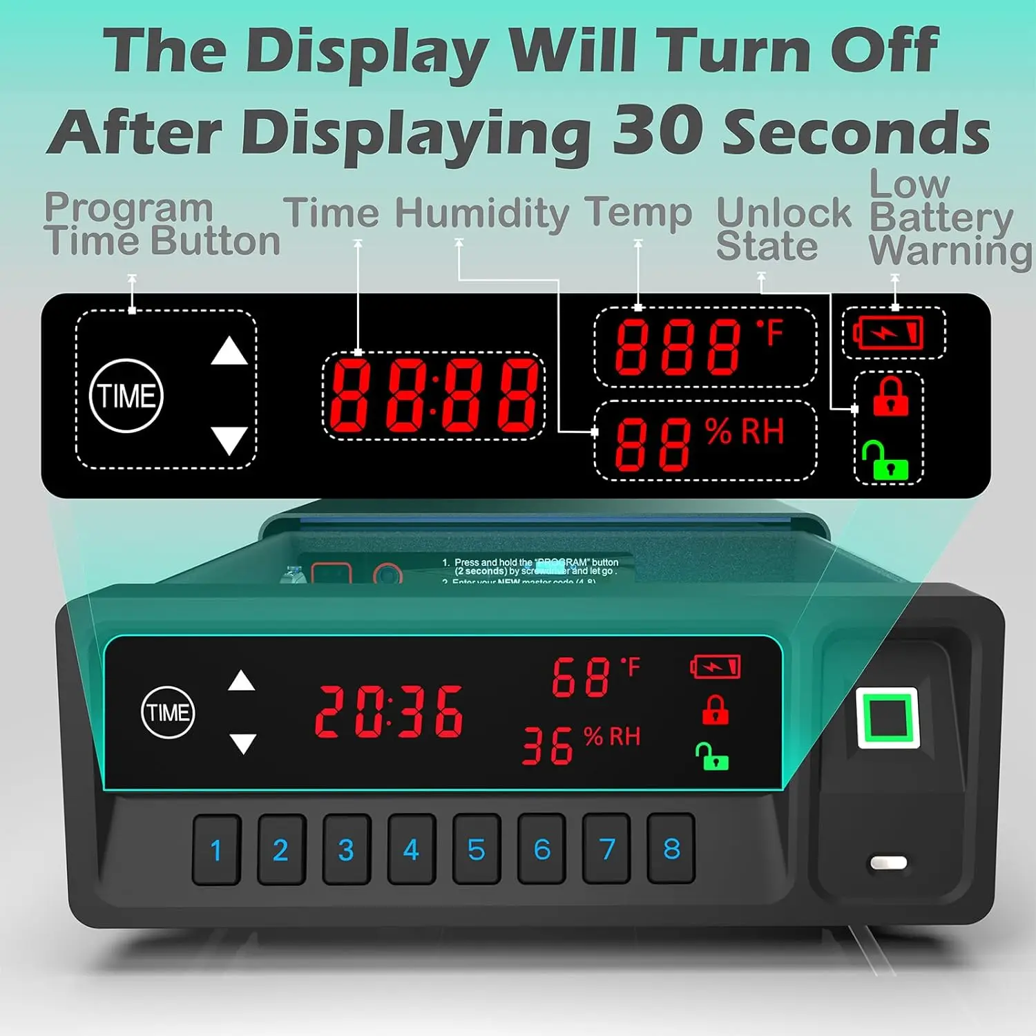 Smart Gun Safe with Security Cable - Biometric Pistol Safe for 2 Handgun 3 Ways Quick Access with Fingerprint/Keypad/Key, for Ni