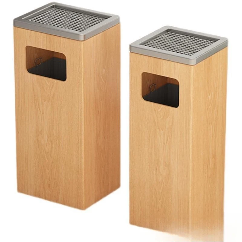 

Chinese-style hotel vertical trash can, hotel lobby with ashtray solid wood office building elevator entrance trash can