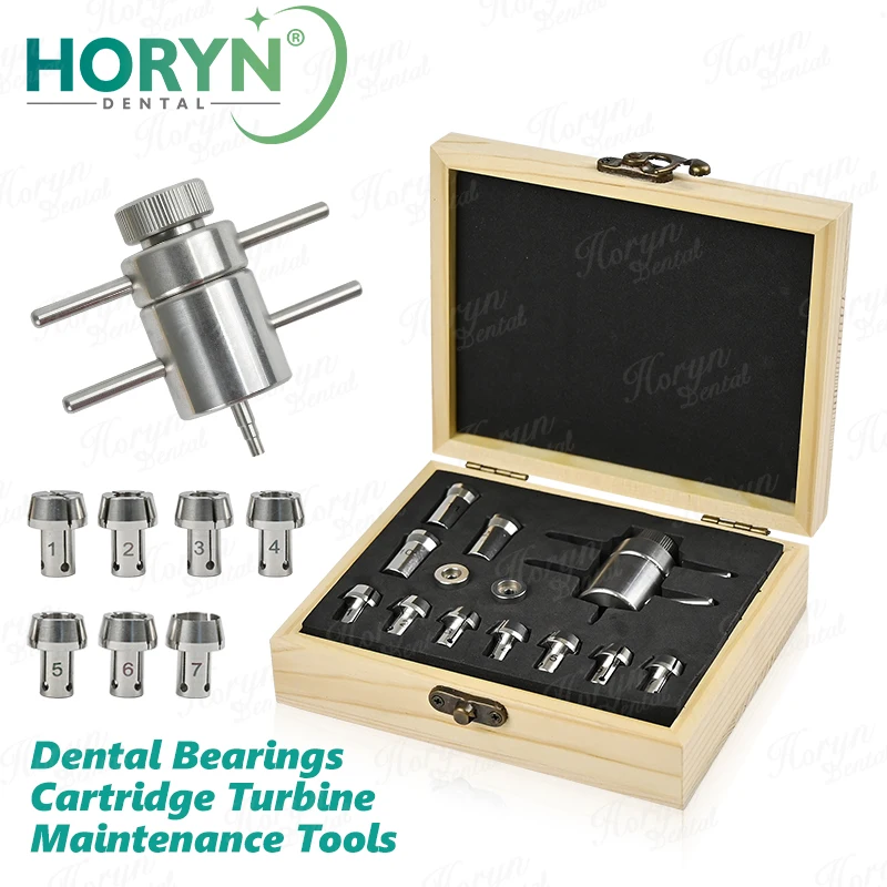 Horyn Dental Turbine Cartridge Bearing Extractor Tool Kit Handpiece Maintenance Repair Instruments with Storage Case