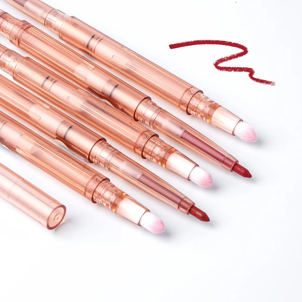 Matita per labbra cremosa Logo personalizzato Retrattile Impermeabile Etichetta privata a lunga durata Trucco opaco Rotazione fluida del matita per labbra