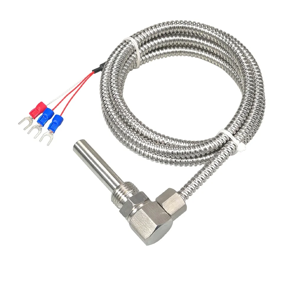 WZPT-D2M16 Stainless Steel Thermal Resistance Probe L-Type Threaded Motor RTD & PT100 Bearing Temperature Sensor ODM Supported
