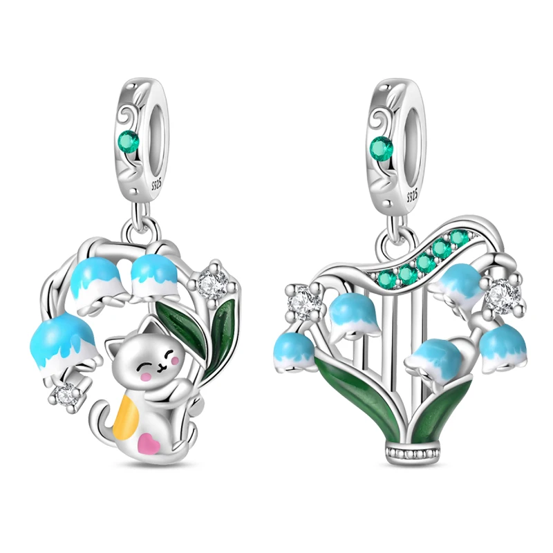 2026 Popular 925 Sterling Silver Lily Of The Valley Beads CZ Zircon Charms Fit Original Bracelet DIY For Women Jewelry Gifts