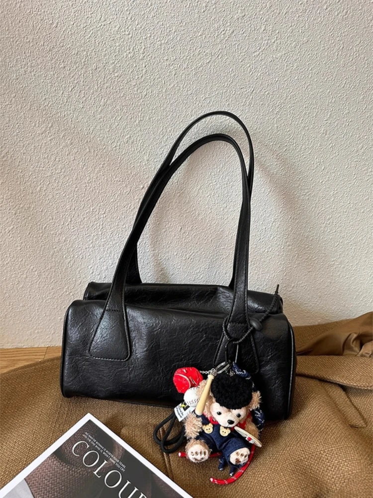 

Small Pu Leather Solid Color Underarm Bags for Women 2025 Y2k Ladies Shoulder Bag Females Handbags and Purses Retro Tote Bag