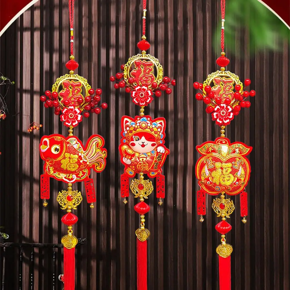 Liontin buah Fu merah Tahun Baru Cina, dengan rumbai 2024 Festival Musim Semi ornamen liontin dekorasi rumah ikan Cina Tradisional