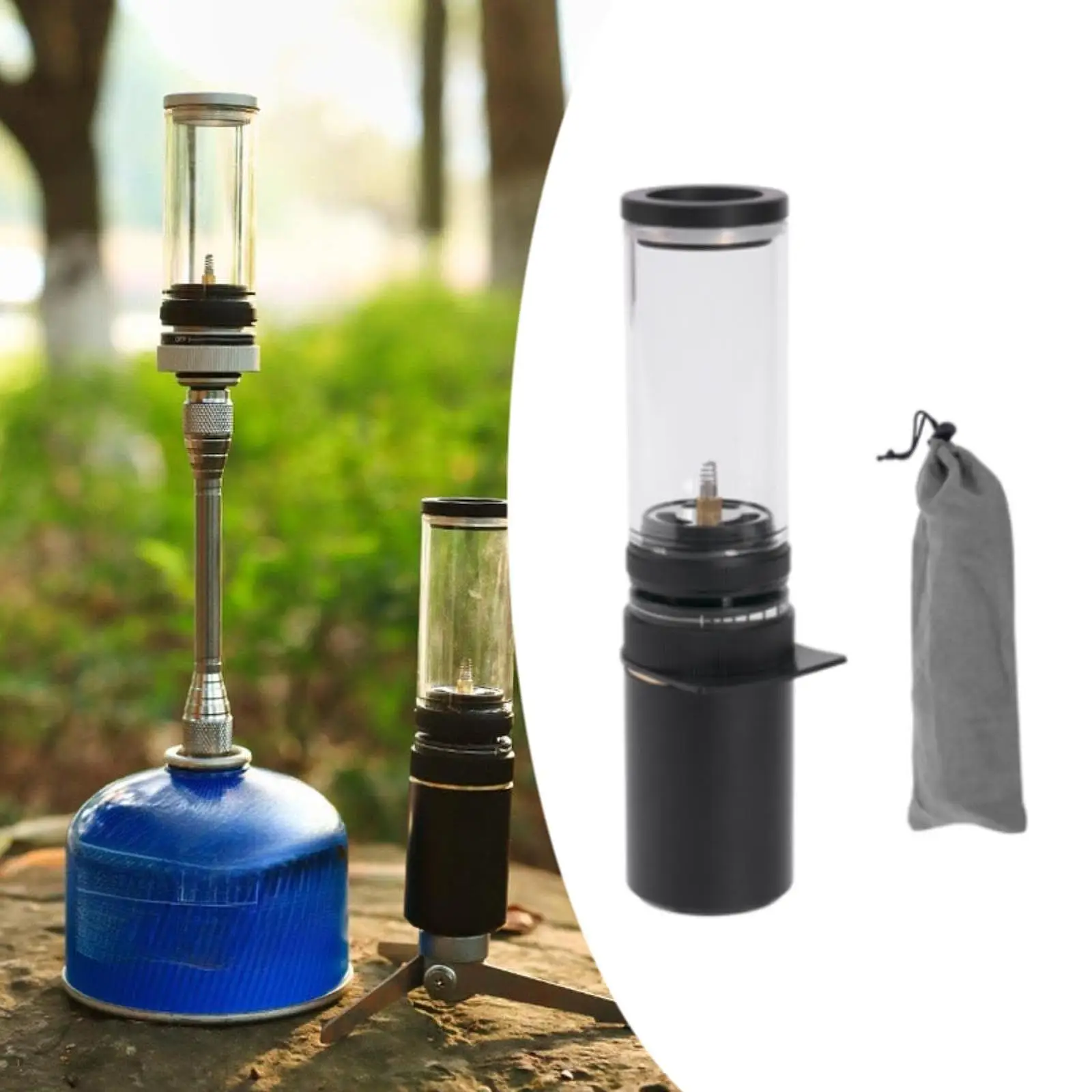 

Camping Gas Light Windproof Lightweight Adjustable Brightness Glass Lampshade Gas Lantern for Travel Emergency Picnic Trekking