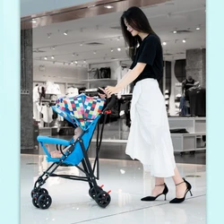 Baby stroller can sit and lie down baby portable folding simple children's roller belt umbrella car four-wheeled trolley