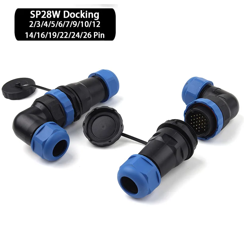 

SP28 Waterproof Connector IP68 Aviation Plug Male Female Socket Set Butt Port Elbow Panel Install 2-26 PIN Screw connection