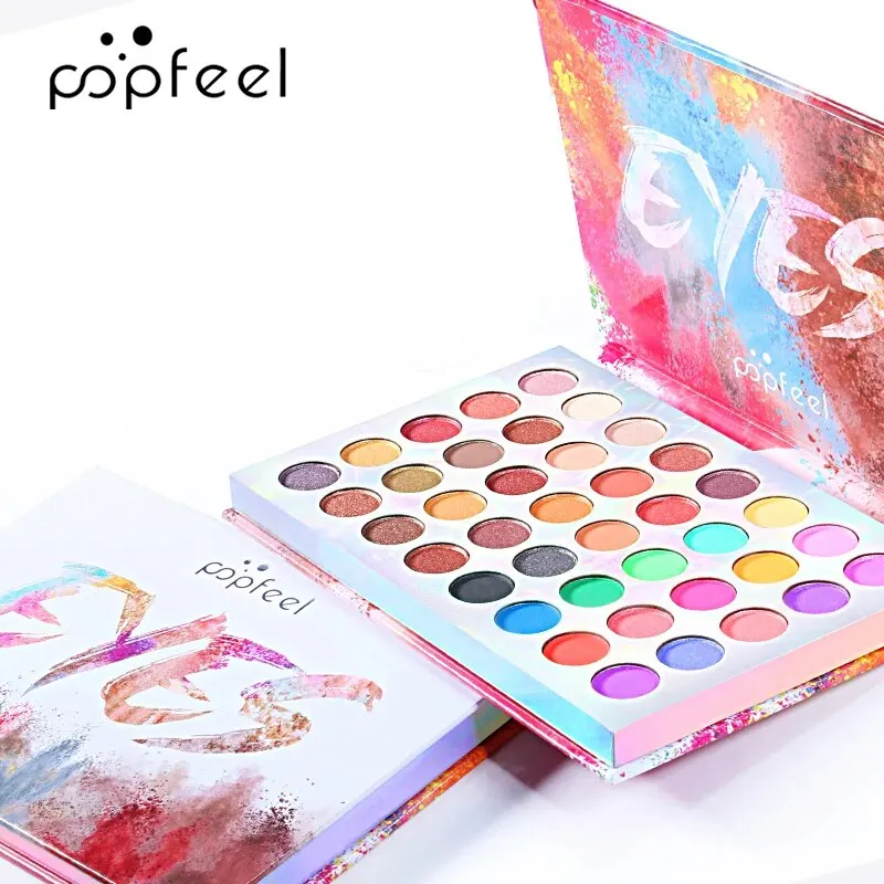 POPFEEL Professional 40-colors Eyeshadow Palette, Pearly Glitter Matte Fantasy, Rainbow Color Tone, Ultra Pigmented