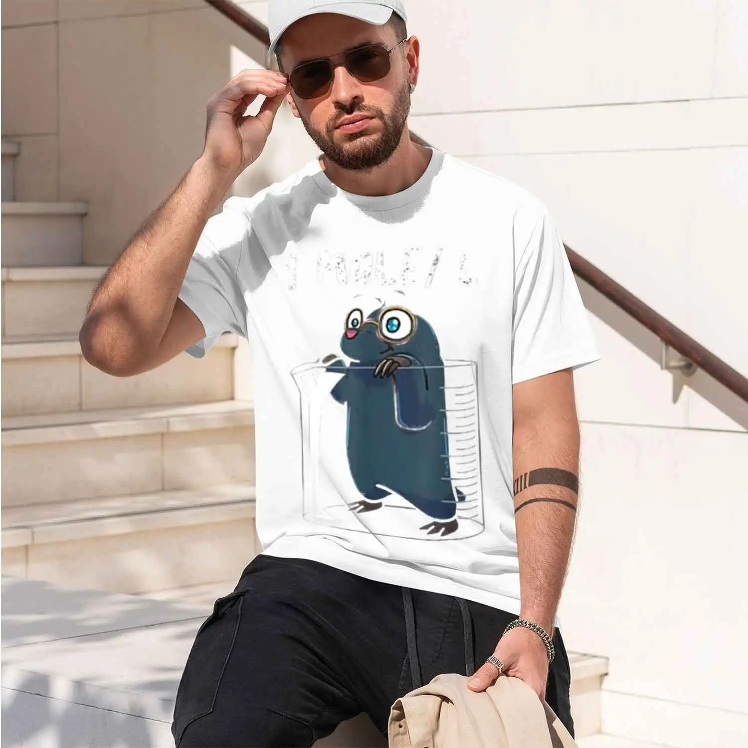 Coon Chemistry Style Men's T-Shirt Mole In Beaker 1 Mole L Science Humor Design For Lab Enthusiasts And Students Perfect Gift Fo
