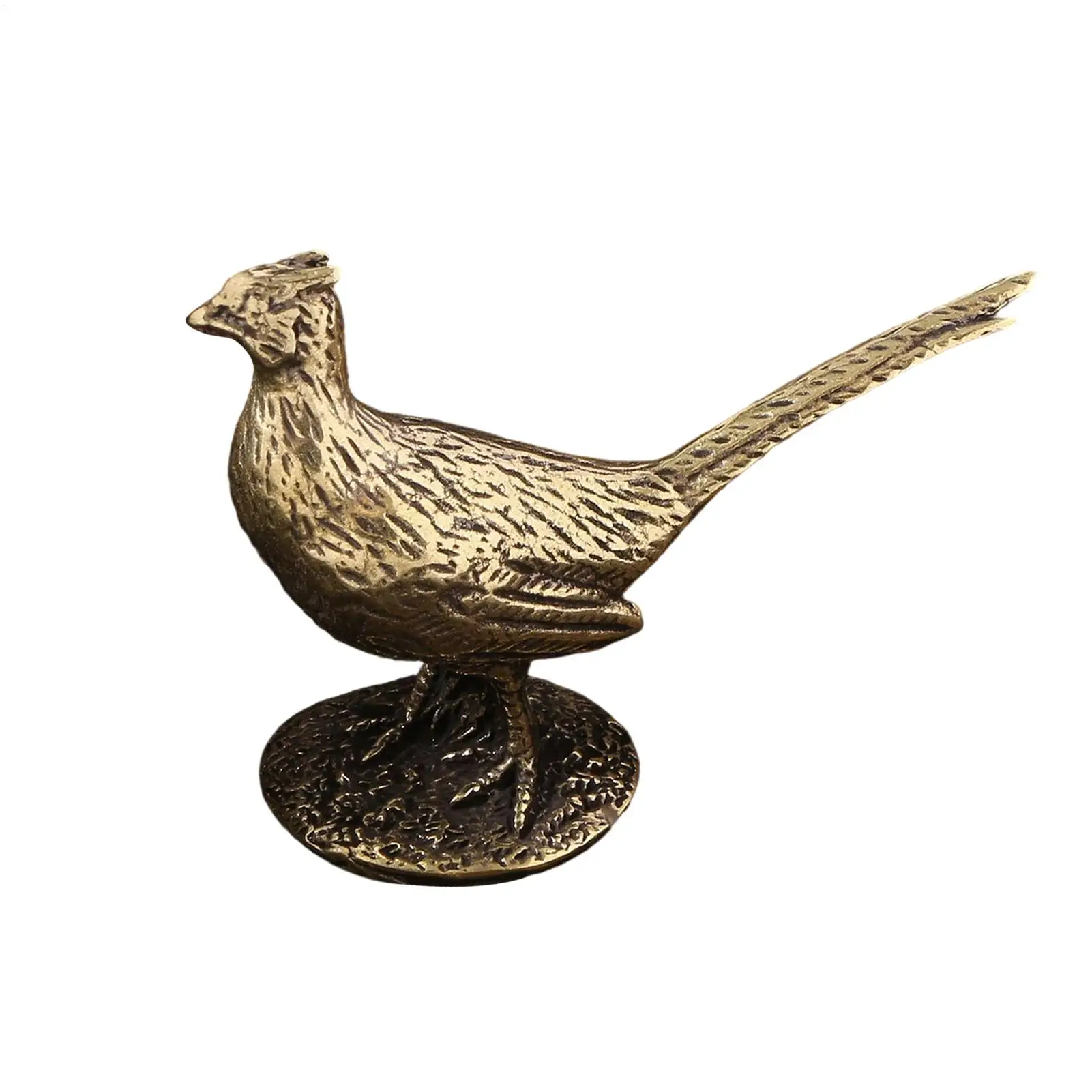 Pheasant Decor with Base Vintage Rustic Brass Collectible Pheasant Bird Shelf Animal Statue for Bedroom Office Study Patio