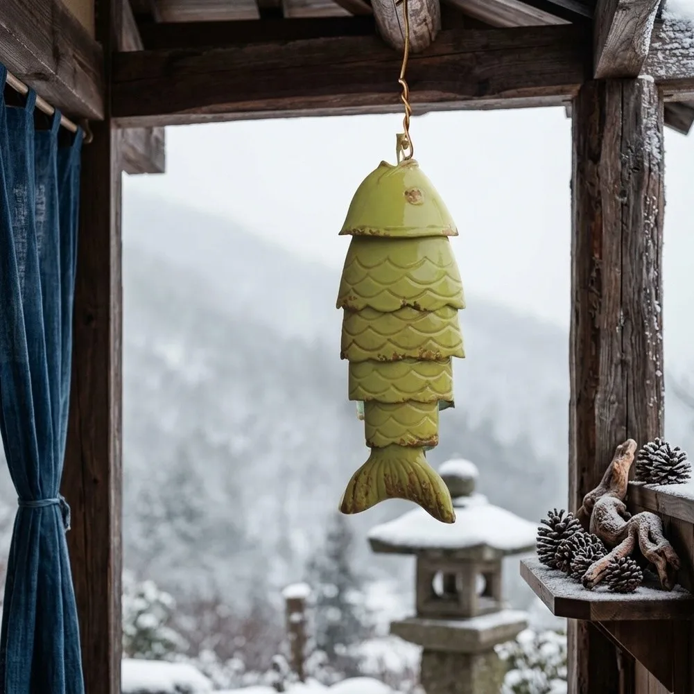 Fish Shaped Wind Chime in Metal for Garden Patio Bedroom Indoor Outdoor Decor Feng Shui For Luck Enhancement Tone