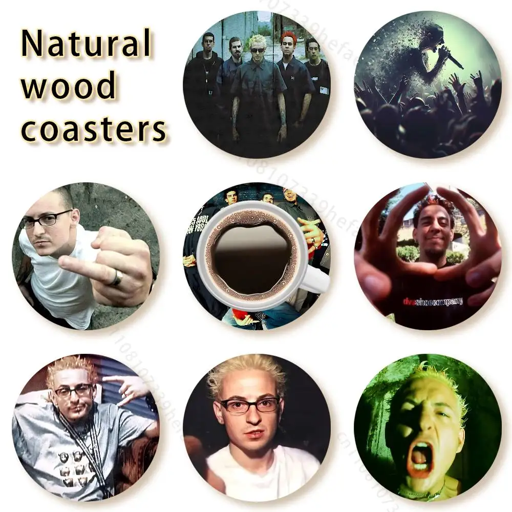 

Rock L-Linkin Park Band wooden anti-slip coasters suitable for home office and theme party decoration