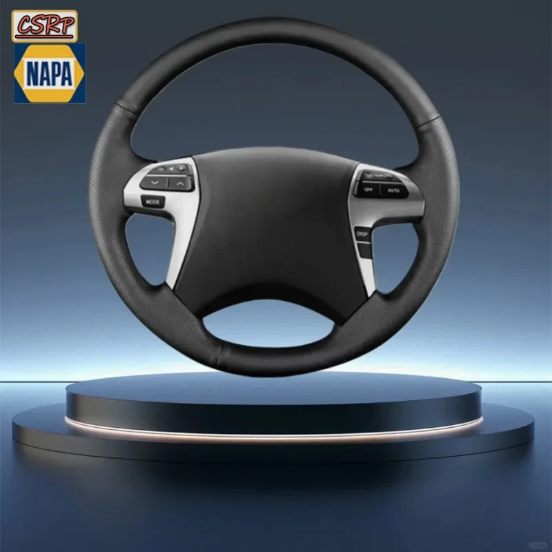 Housse de volant de voiture en cuir artificiel noir cousu à la main, accessoires d'intérieur automobile pour Toyota Fortuner Hilux 2012 – 2015