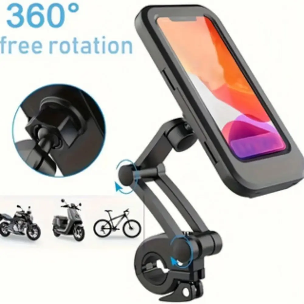 Waterproof motorcycle mobile phone stand, 360° rotation adjustable motorcycle mobile phone stand.