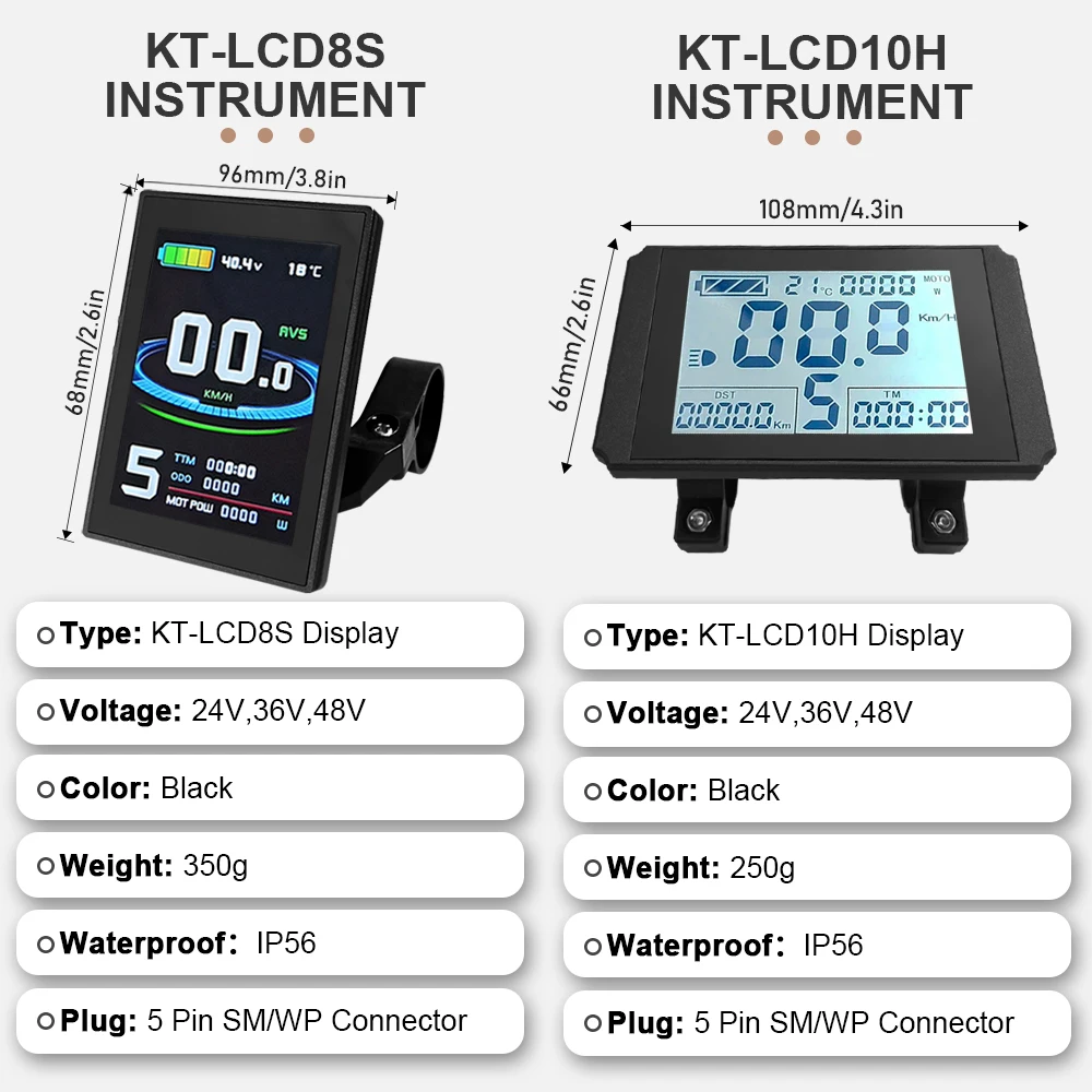 Electric Bicycle KT Display LCD3 LCD5 LCD7 LCD8H LED880 24V 36V 48V 72V Ebike intelligent Kunteng Display for Electric Bike Kit