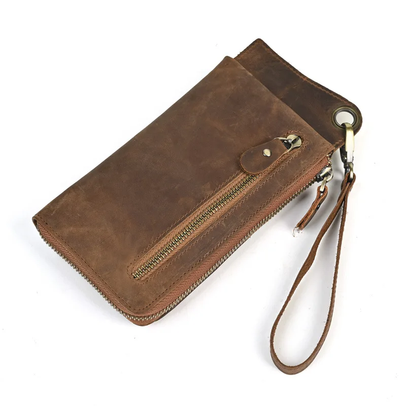 LD-Real Leather Grab Bag for Men, Large Capacity Casual Handbag, Multifunctional Wallet, Multi Card Mobile Phone Bag