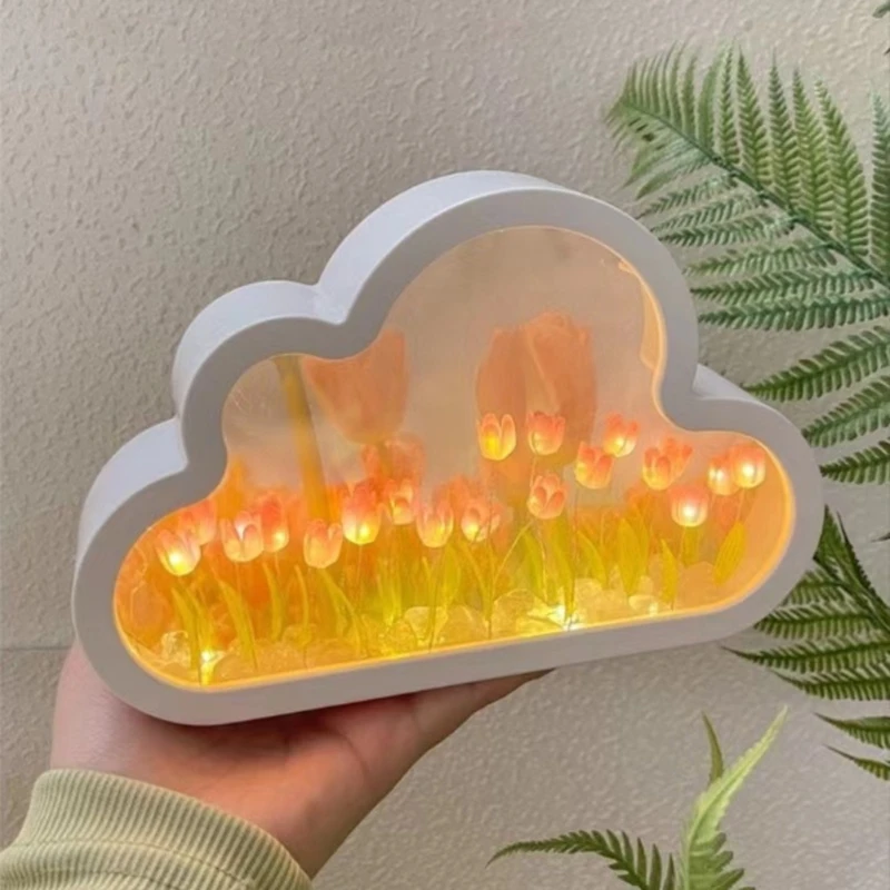 Fai da te Cloud Tulipani Luce notturna Artigianato decorativo Decorazioni per la casa Forniture per matrimoni Compleanno Vacanze
