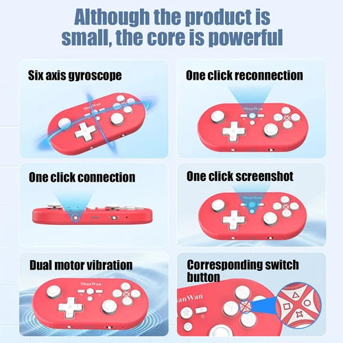 Imagen 2 del producto Shanwan Q37 nuevo Mini Gamepad Micro controlador de juego inalámbrico para Switch PS4 PS5 Android iOS PC con Joystick Hall de seis ejes