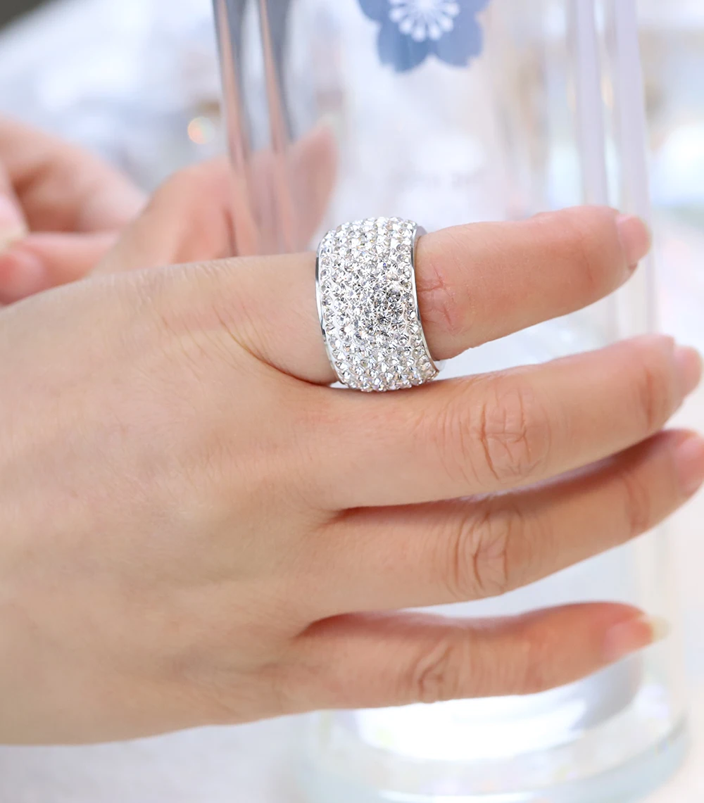 High Quality Wedding Ring Rose Gold-Color Stainless Steel With Austrian Crystals Rings For Women Wedding Jewelry image 3