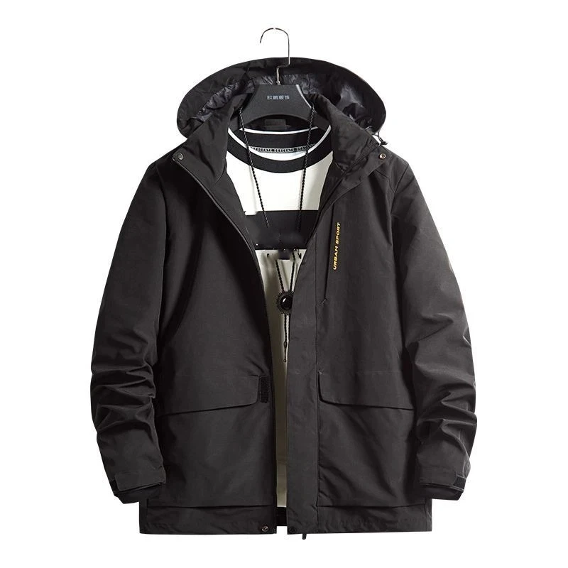 Men Hooded Jacket Windproof Waterproof Casual Outerwear