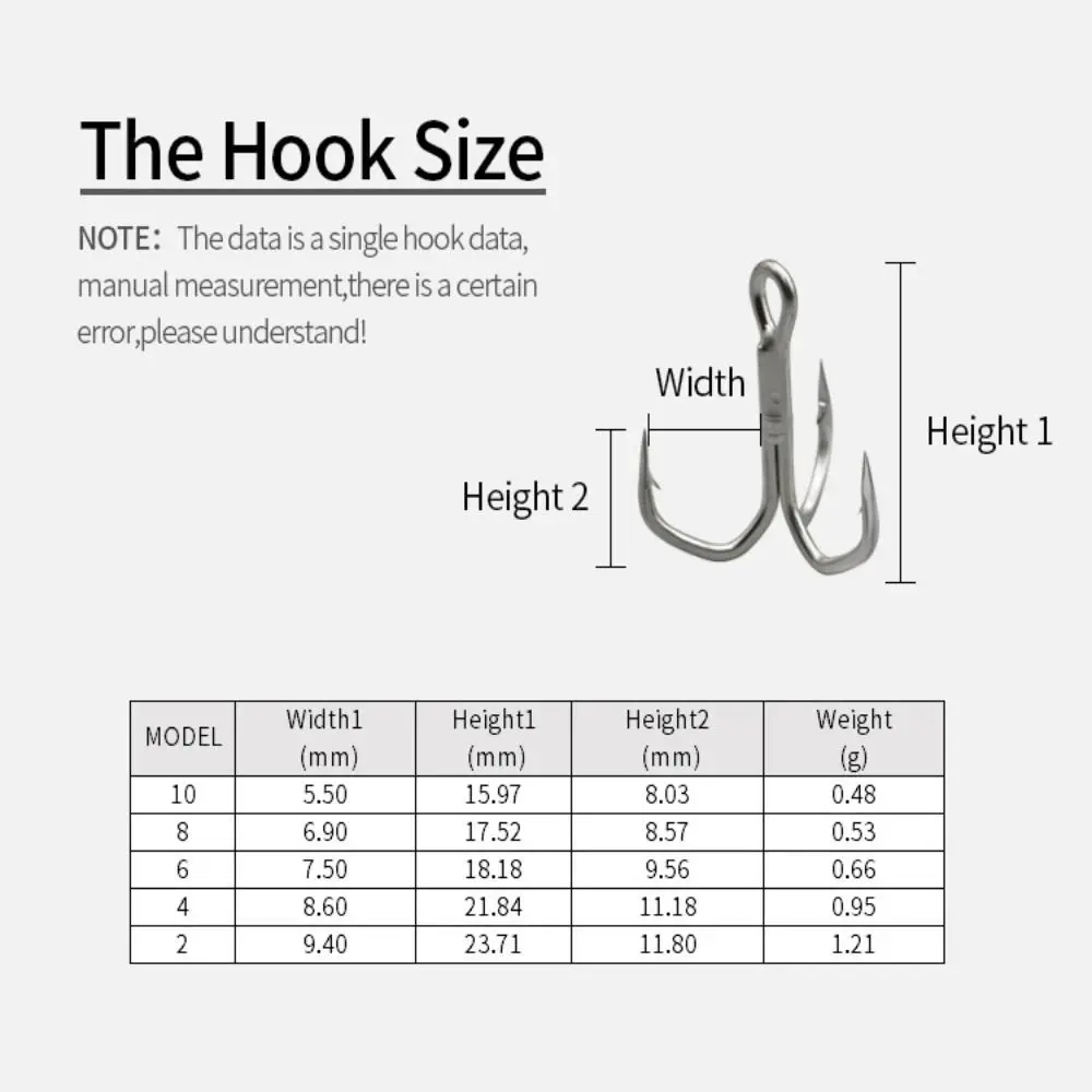 10Pcs 5X Intensify Anti-rust Super Sharp Fishhooks Treble Fishing Hooks High Carbon Steel Matte Tin Hooks Fishing Tackle