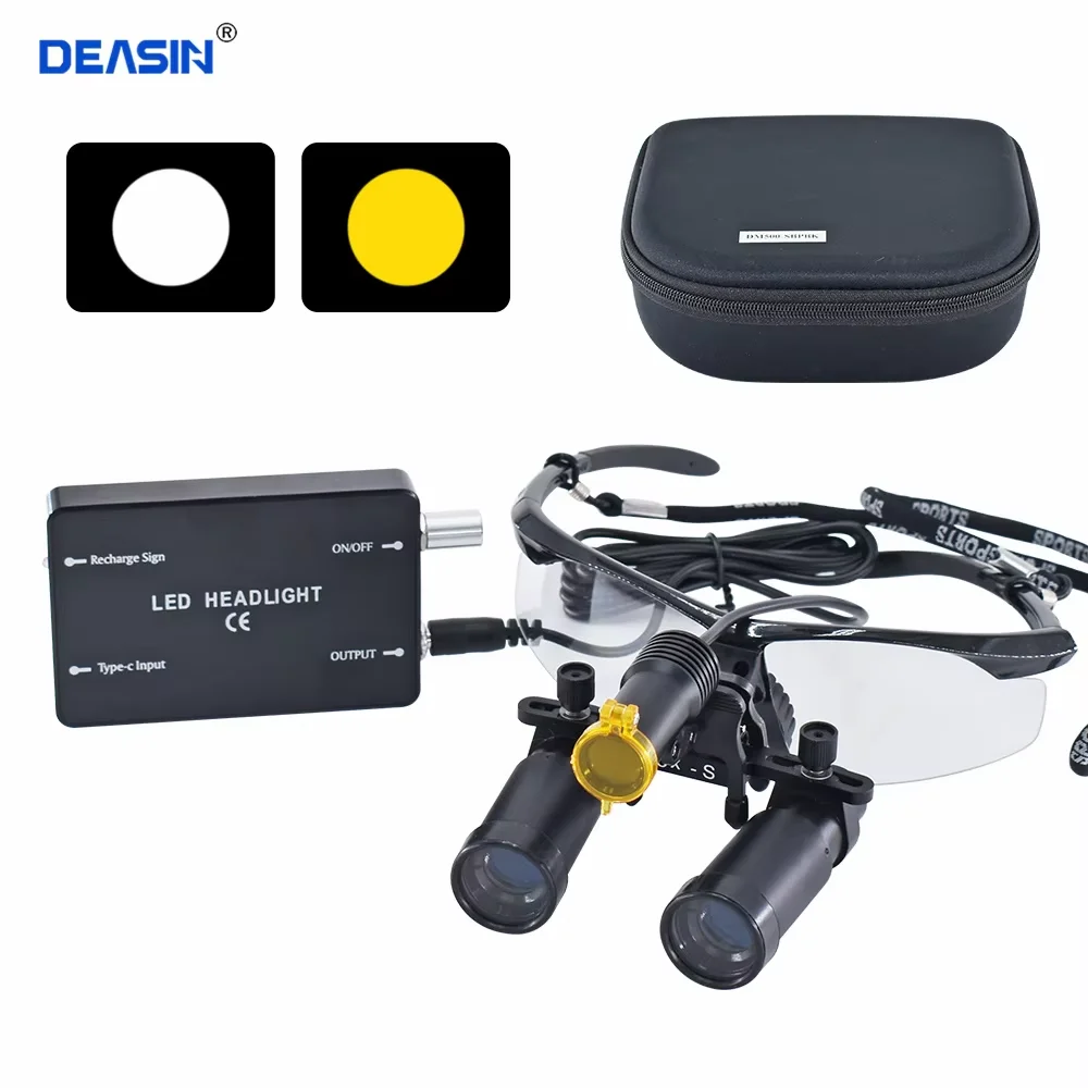 4X 5X 6X 8X Headlight Wireless Dental Loupes Dental Magnifier Dental Lab Medical Loupes Magnification Binocular  5W Headlamp