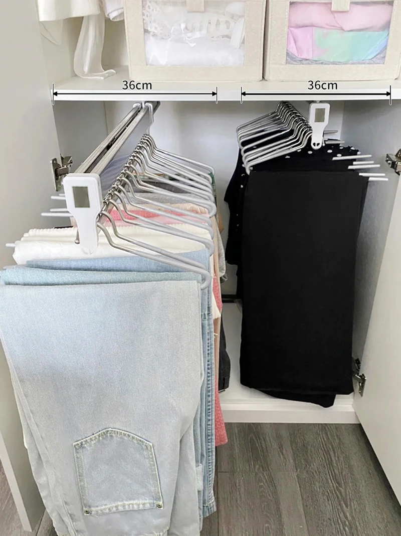 Robuster, ausziehbarer Kleiderschrank, Valet-Stange, verstellbare Kleiderschrank-Kleiderschiene, obere Montage, Kleiderschrank-Aufhänger, Rack-Stange, Kugellager-Rutsche – Detail 3