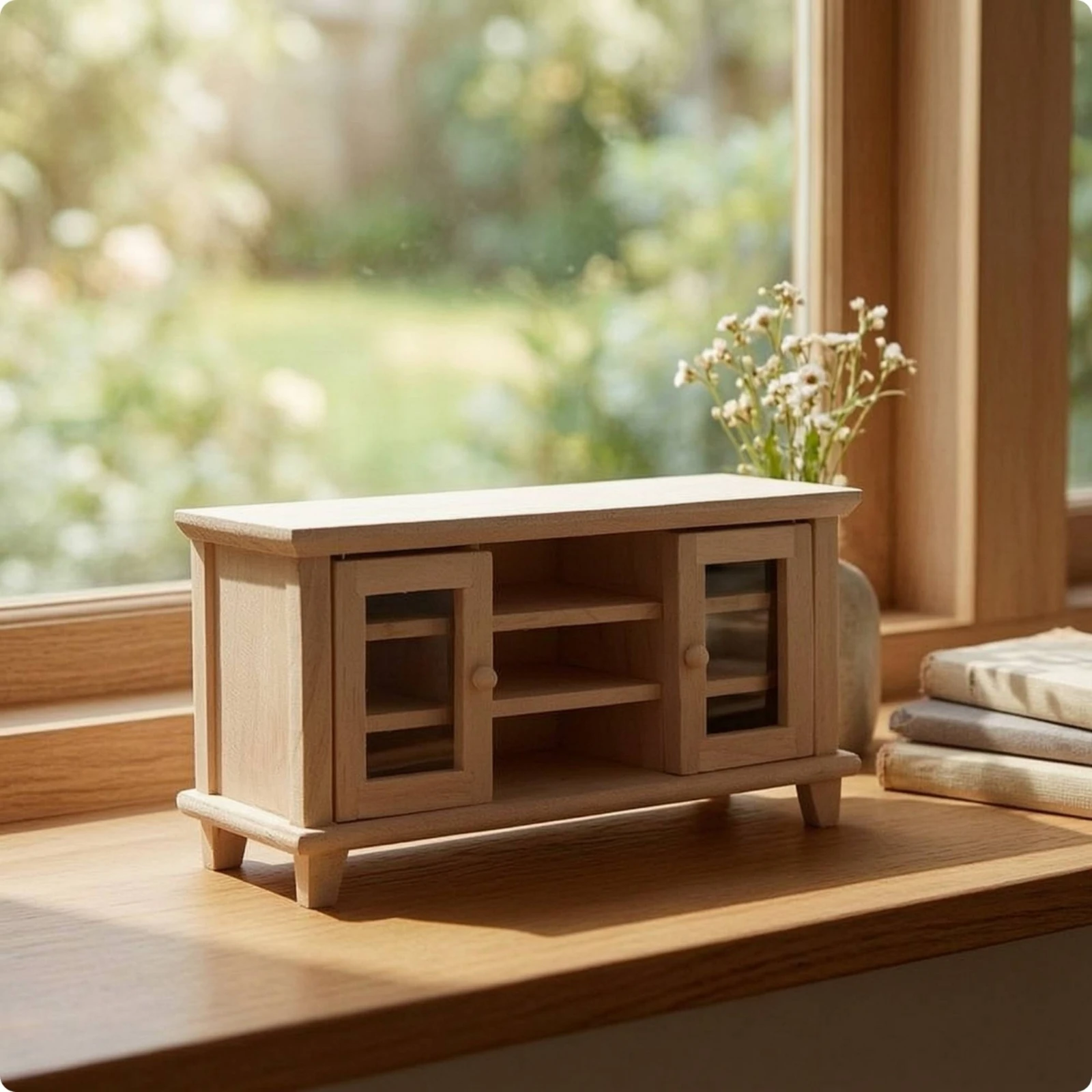 

TV Cabinet with Door Freestanding Miniature TV Cabinet Miniature Media Console DIY Dollhouse Media Console Lightweight