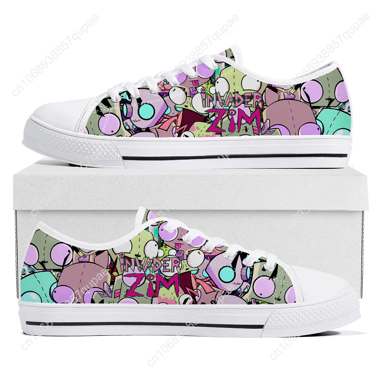 Zim Invader Cartoon Low Top Sneaker Men Women Teenager Canvas High Quality Sneaker Casual Custom Made Shoes Customize DIY Shoe