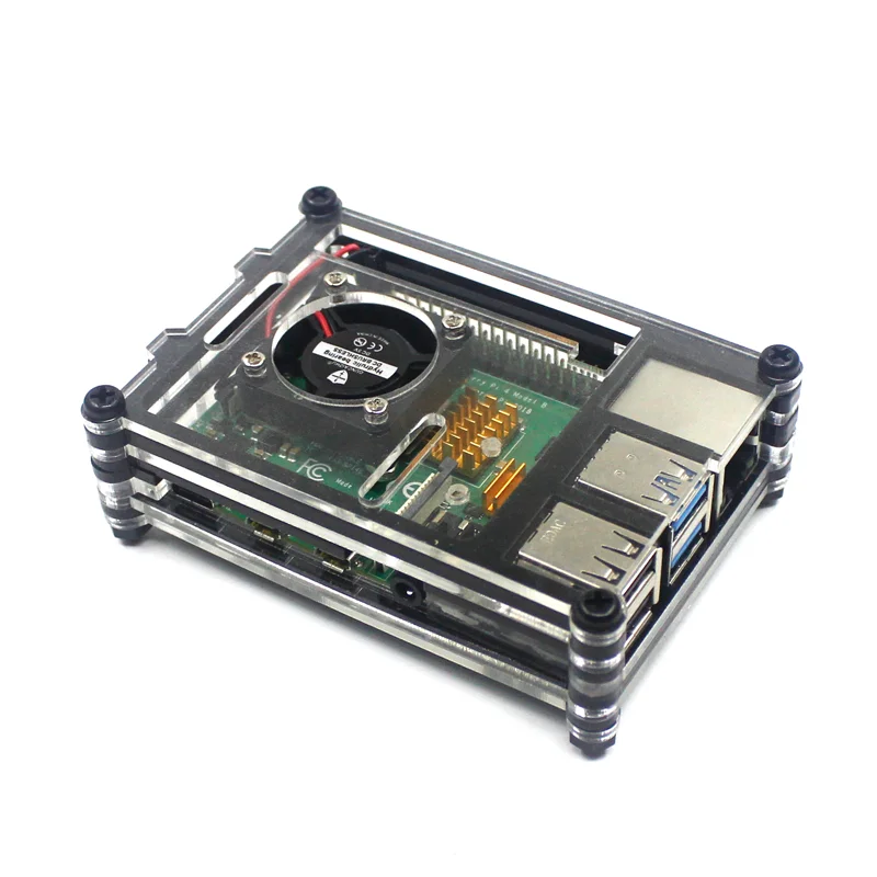 Raspberry Pi 4 B Case Support Camera Installation With Heatsinks + Camera Case Holder + Cooling Fan +9-layer Acrylic Case+Camera