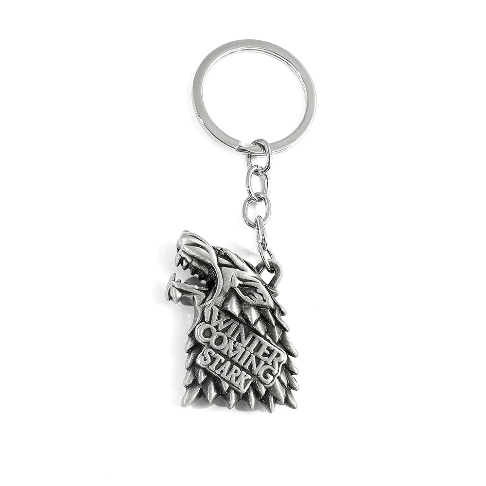 Wolf Head Dragon Alien Metal Keychain Vintage Exquisite Dragon Movie Series Key Ring Jewelry Gifts for Movie Fans