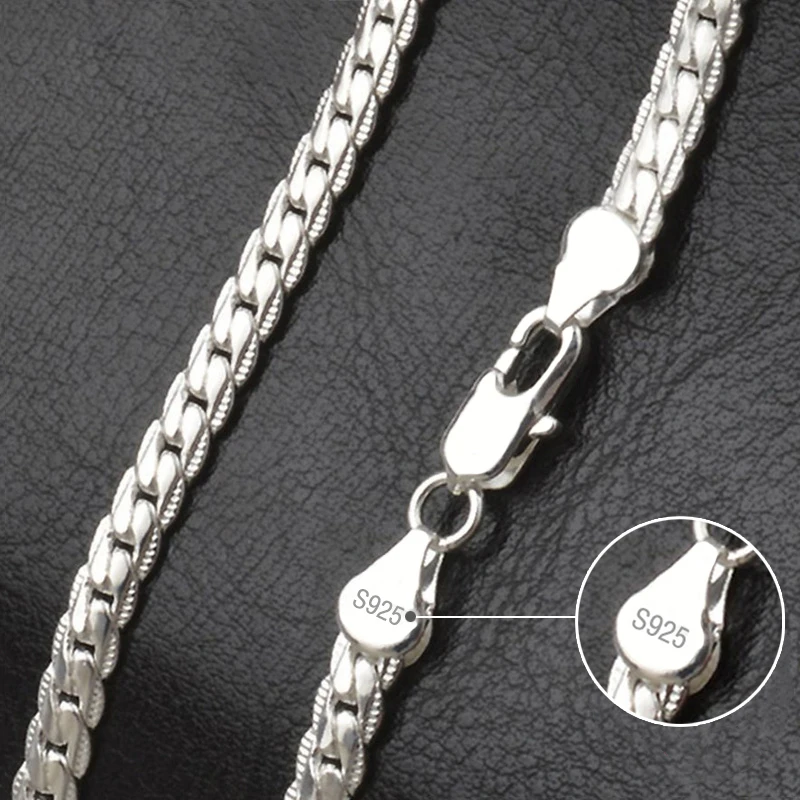 2024 New 925 Sterling Silver 5MM 8-24 Inch Side Chain Necklace Bracelet For Women Men Fashion Charm Wedding Gift Jewelry