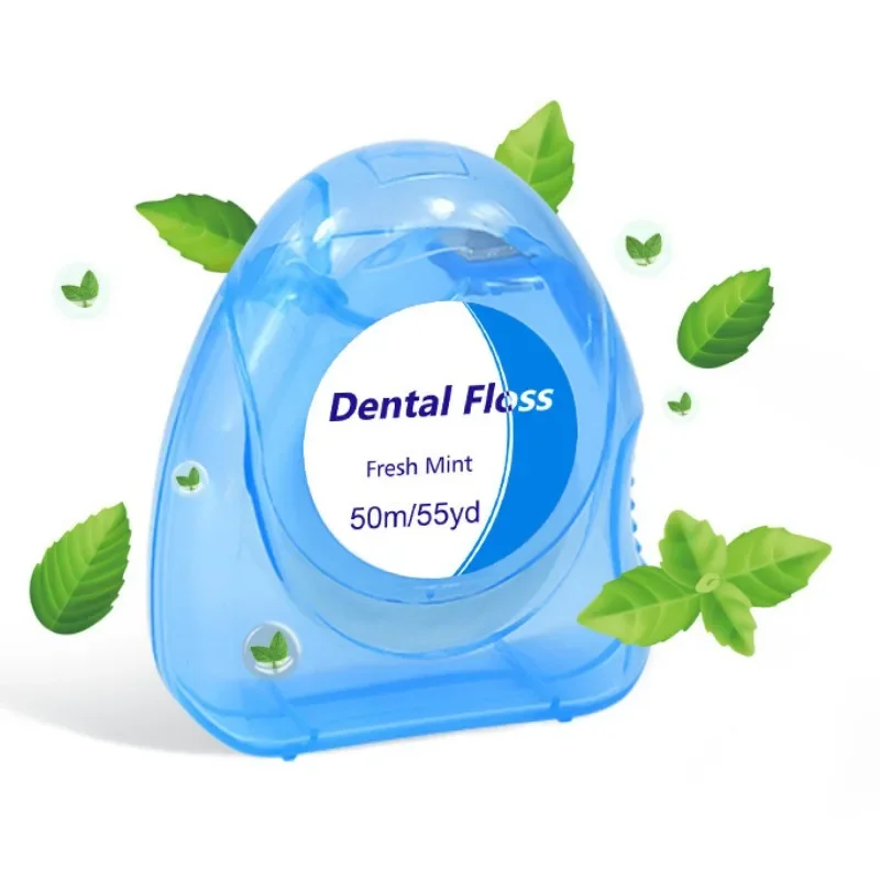 6Pcs Dental Floss 50m/55yd Mini Portable Dental Mint Waxed Floss Oral Cleaning String Floss 164ft/50m