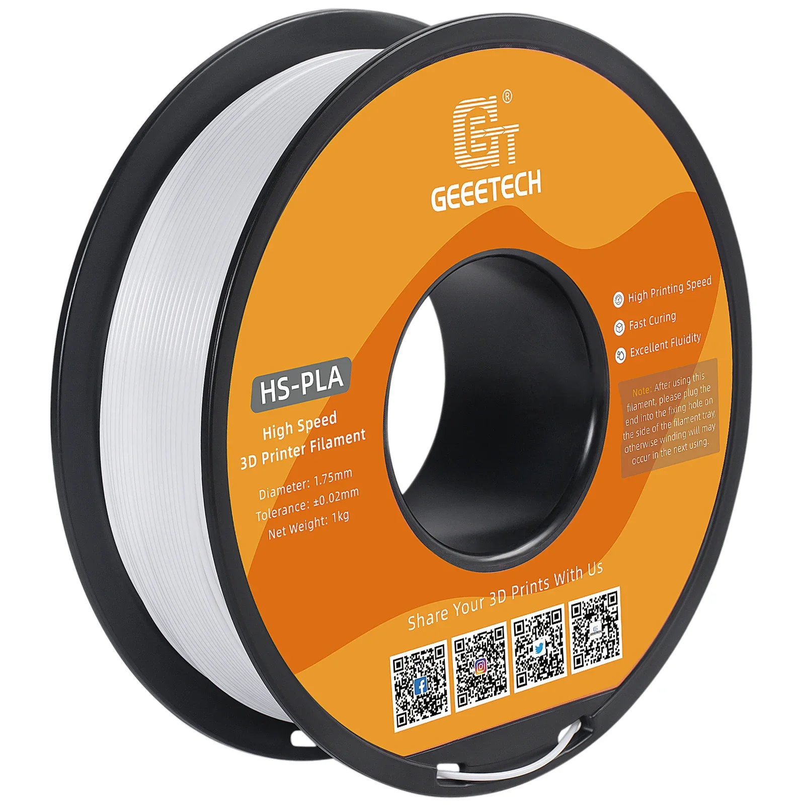 GEEETECH 1 кг, 1 катушка, высокоскоростная нить PLA 1,75 мм, быстрое отверждение, лучшая жидкость, высокоскоростная нить для 3D-печати HS-PLA