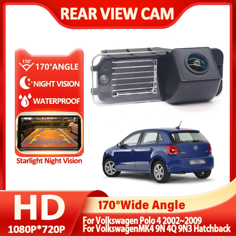 

Резервная камера заднего вида 1080P для Volkswagen для VW Polo 4 2002 ~ 2009 MK4 9N 4Q 9N3 Хэтчбек, камера номерного знака, камера парковки