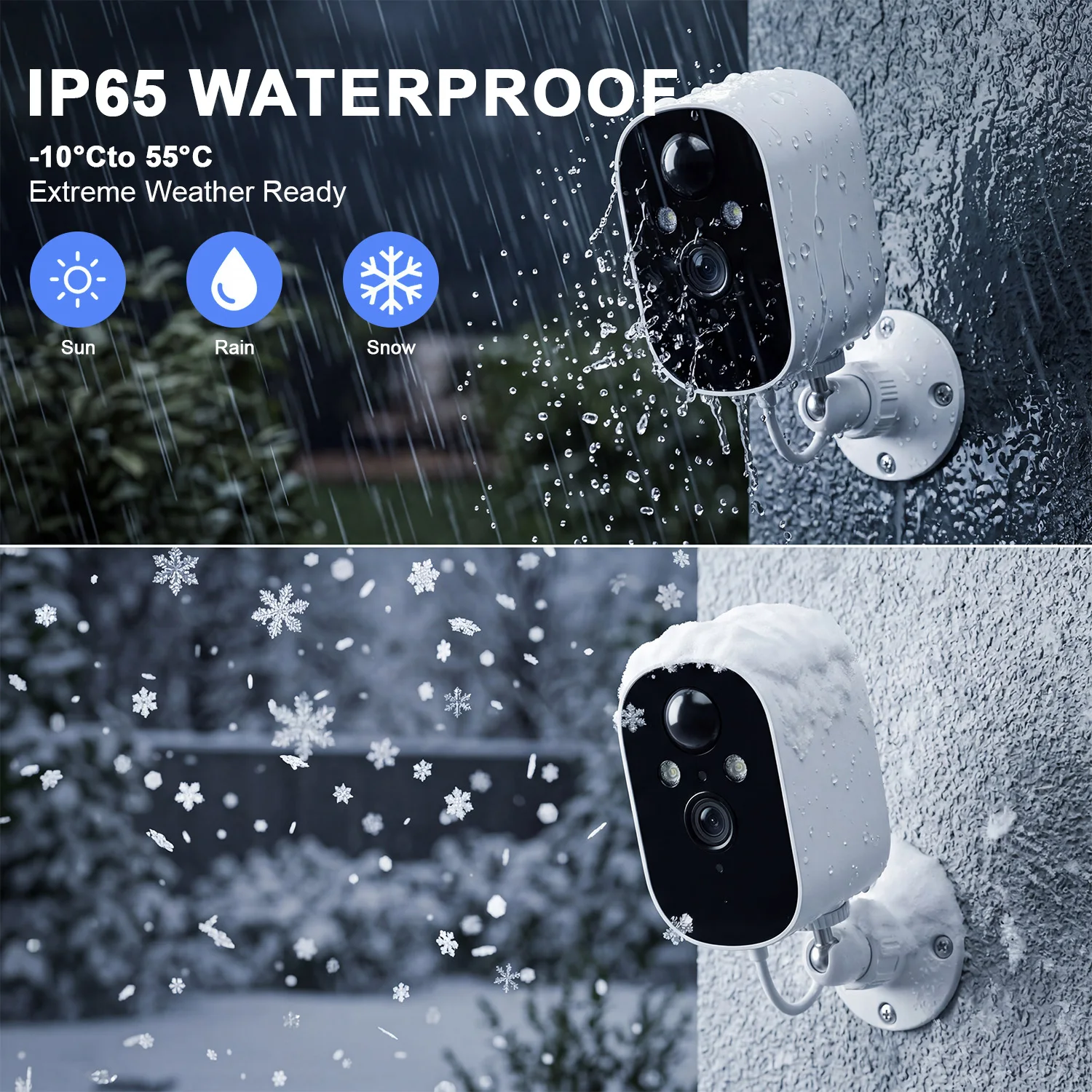 1080P Wireless Security Camera Outdoor 2K WiFi Solar Powered Battery Camera PIR Human Detection Two Way Audio Night Vision