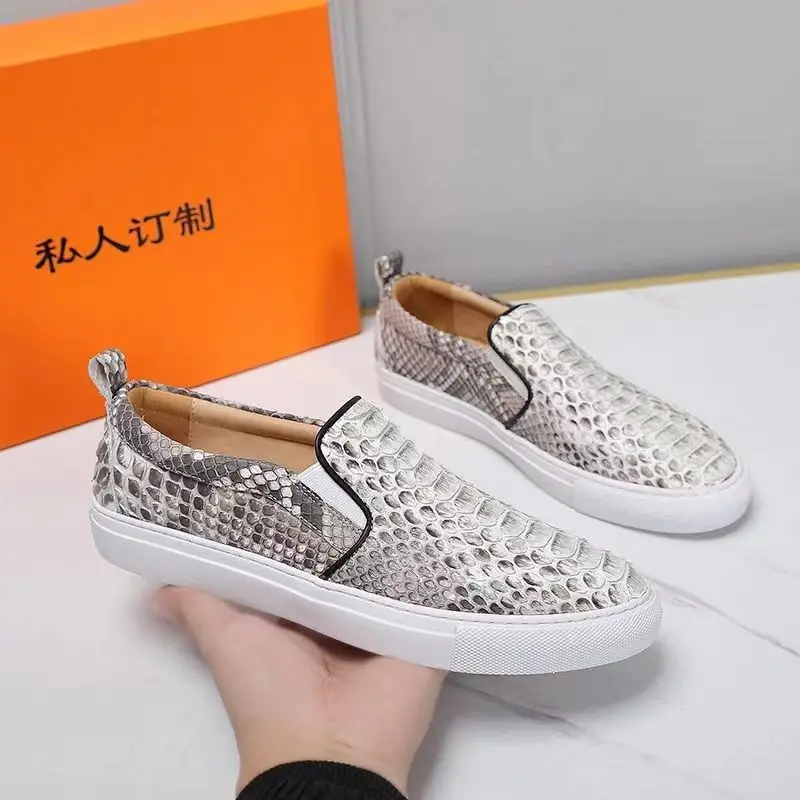 2023 new arrival Fashion snake skin causal shoes men,real leather sneakers PDD244