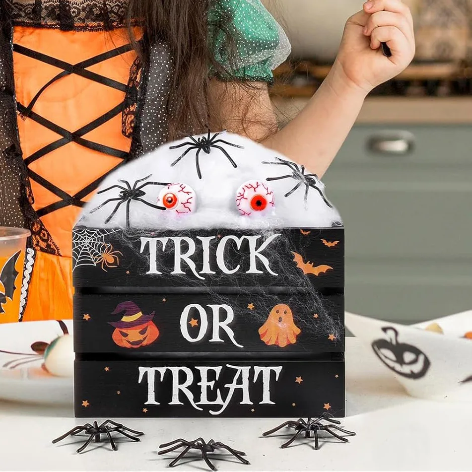 Mini Candy Storage Box, Decorative Wood Crates Box, Tiered Tray, Shelf Table, Kitchen, Home, Halloween Decor, New, 2024