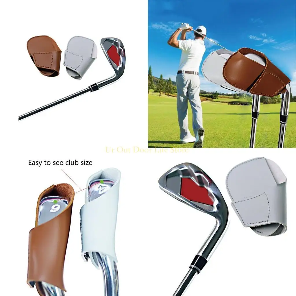 

77UF Гольф -головка крышка густой синтетической кожаной кожи для гольфа железа головки коричневая/серая