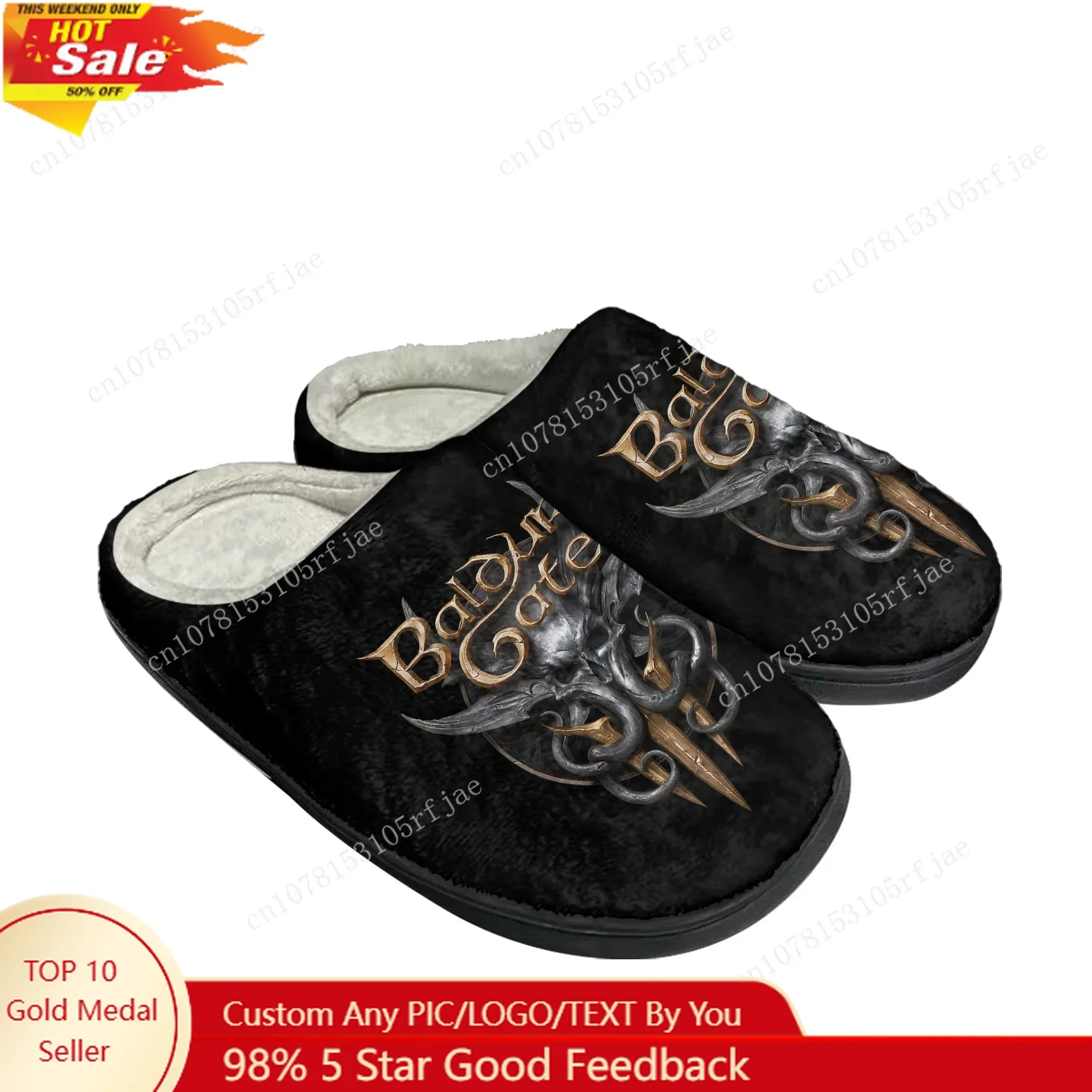 Baldur's Gate Home Hot Cotton Slippers Cartoon Game Mens Womens Plush Bedroom Casual Fashion Keep Warm Shoes Tailor Made Slipper