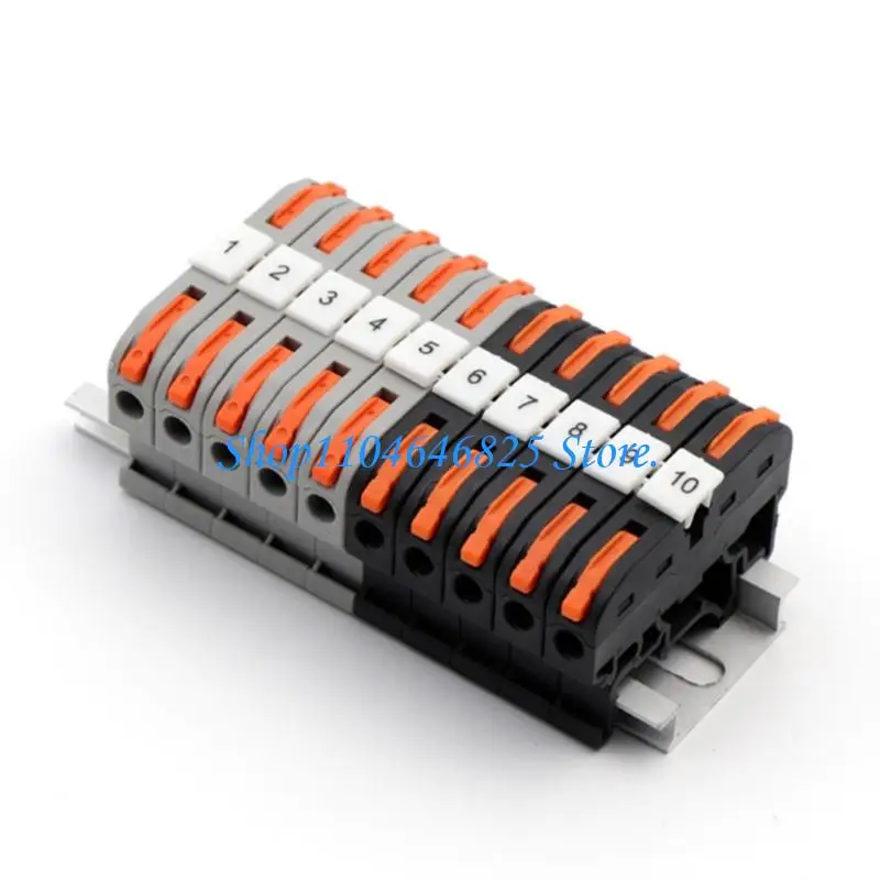 DIN Terminals Block Fast Wire Connector with Number Strips Set For Control Panel And Junction Box Installation