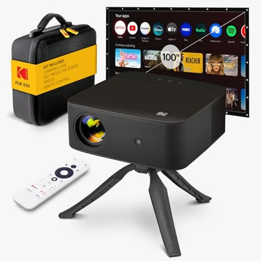 

Проектор Flik X20 1080p Smart TV с 300 ANSI люменами, автофокусом и коррекцией трапецеидальных искажений, поддержкой HDR10, портативный домашний кинотеатр