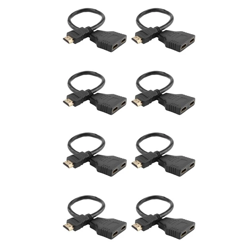 T23C 8X Hdmi Splitter One In Two Hdmi Male To Double Female Adapter Cable Converter Supports 480P 720P, 1080I, 1080P