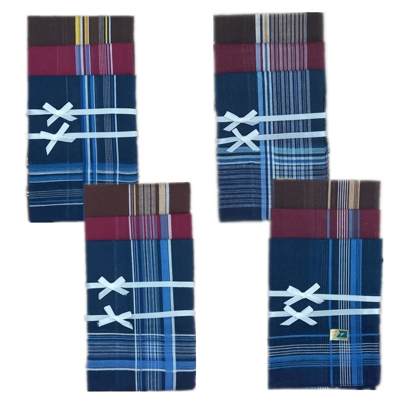 

38 * 38CM Polyester Cotton Dark Men's Tic Tac Toe Handkerchief Men's Handkerchief Square Scarf