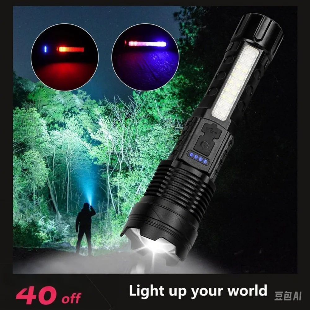 

High Power White Laser LED Flashlight Built-in Battery USB Rechargeable Strong Light Tactical Torch Outdoor Camping Hiking Lamp